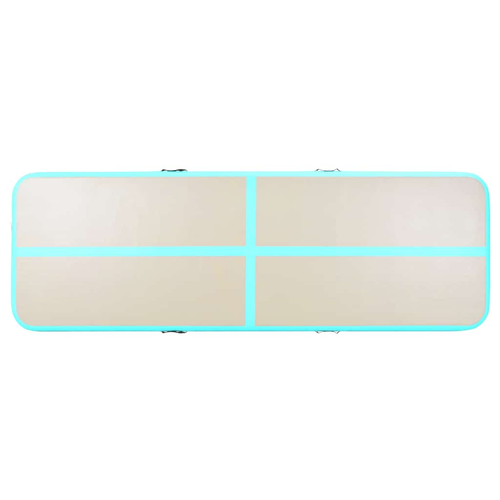 oppustelig gymnastikmåtte med pumpe 300 x 100 x 10 cm PVC grøn