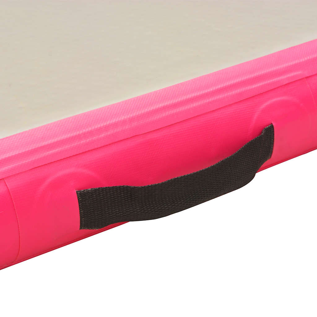 oppustelig gymnastikmåtte med pumpe 500 x 100 x 10 cm PVC Pink