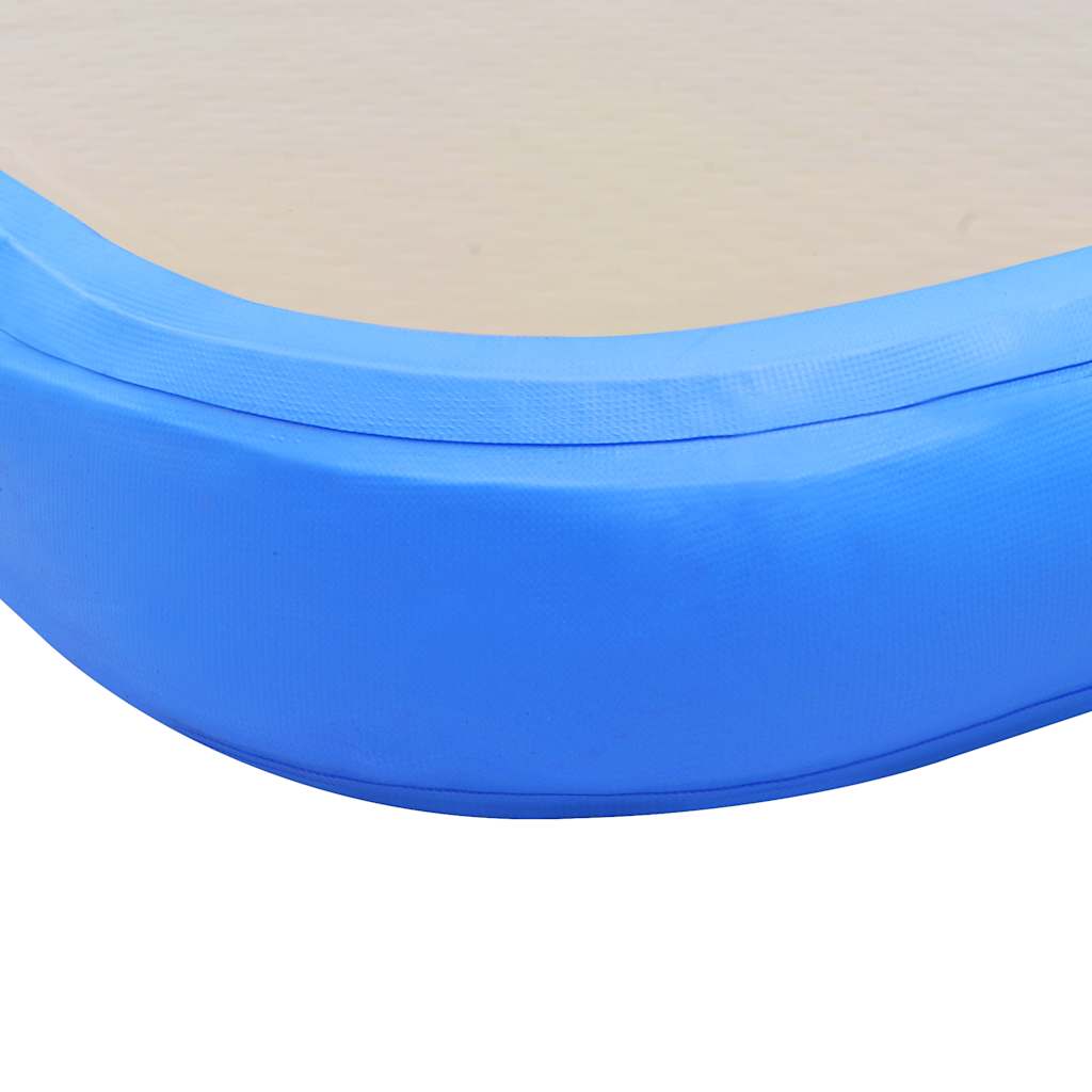 oppustelig gymnastikmåtte med pumpe 500 x 100 x 10 cm PVC blå