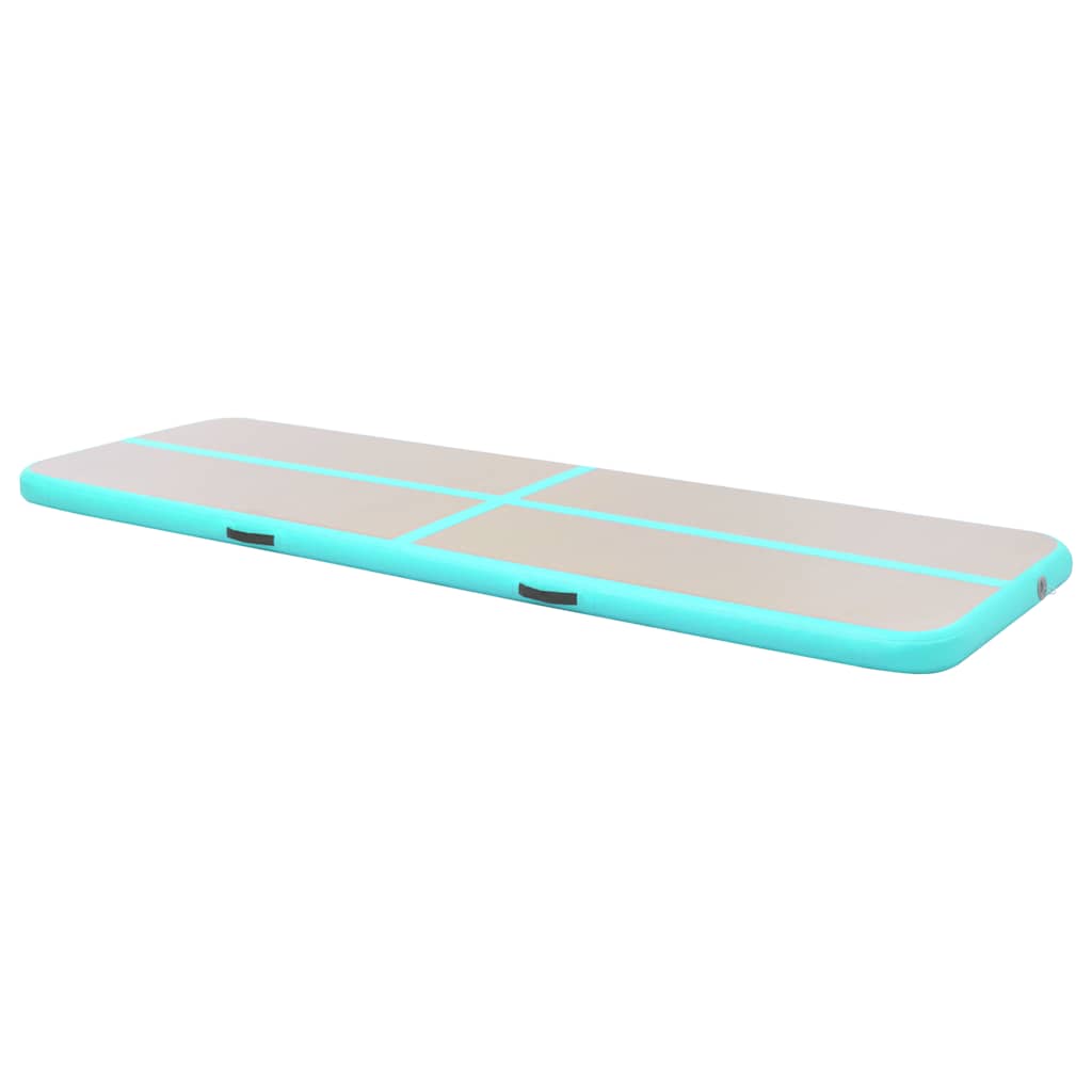 oppustelig gymnastikmåtte med pumpe 500 x 100 x 10 cm PVC grøn