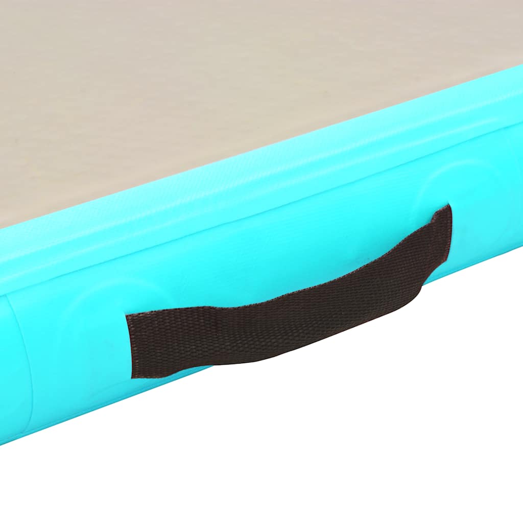 oppustelig gymnastikmåtte med pumpe 500 x 100 x 10 cm PVC grøn