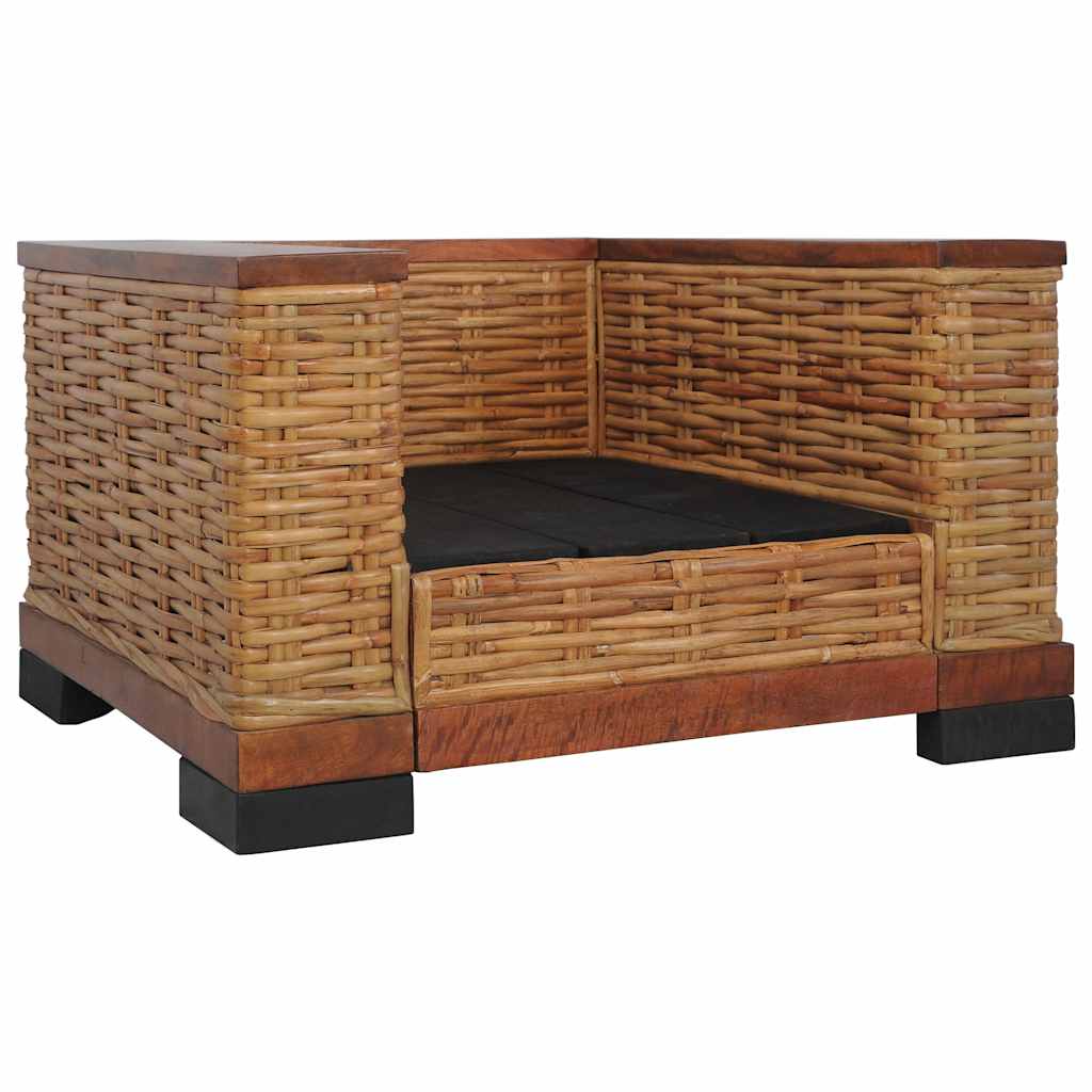 lænestol med hynder naturlig rattan brun