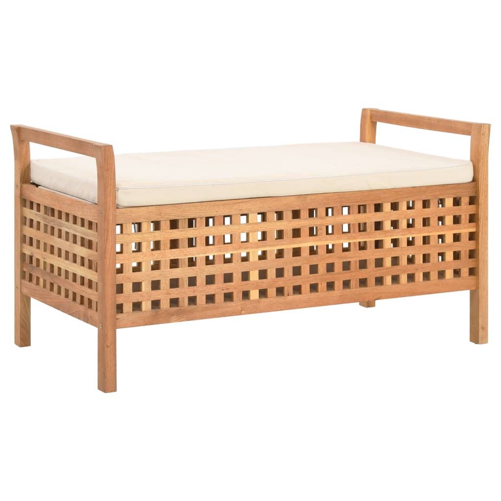 opbevaringsbænk 93 x 49 x 49 cm massivt valnøddetræ