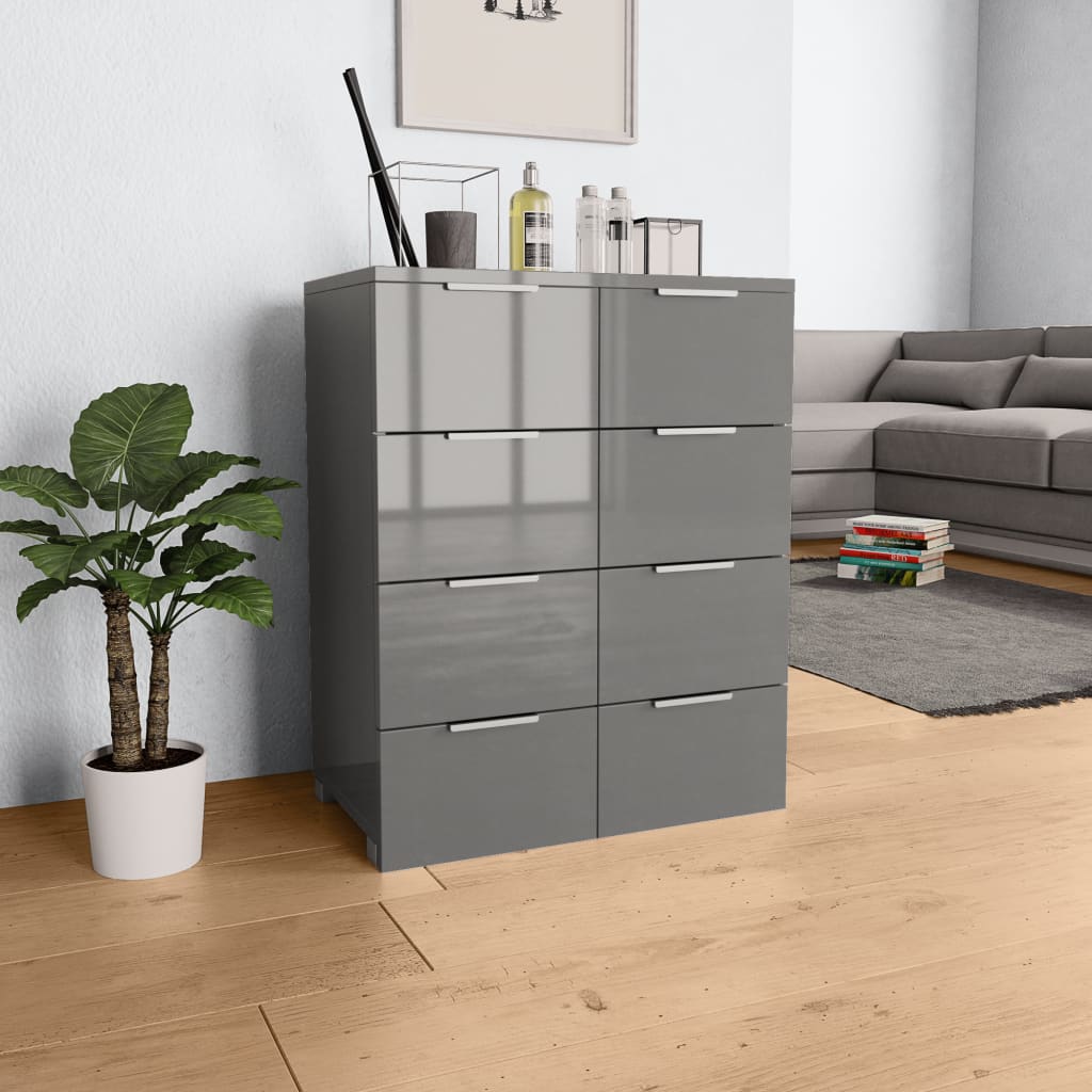 kommode 60x35x80 konstrueret træ grå højglans billede
