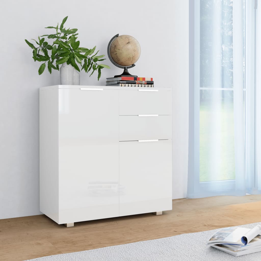 skænk 71 x 35 x 80 cm konstrueret træ hvid højglans