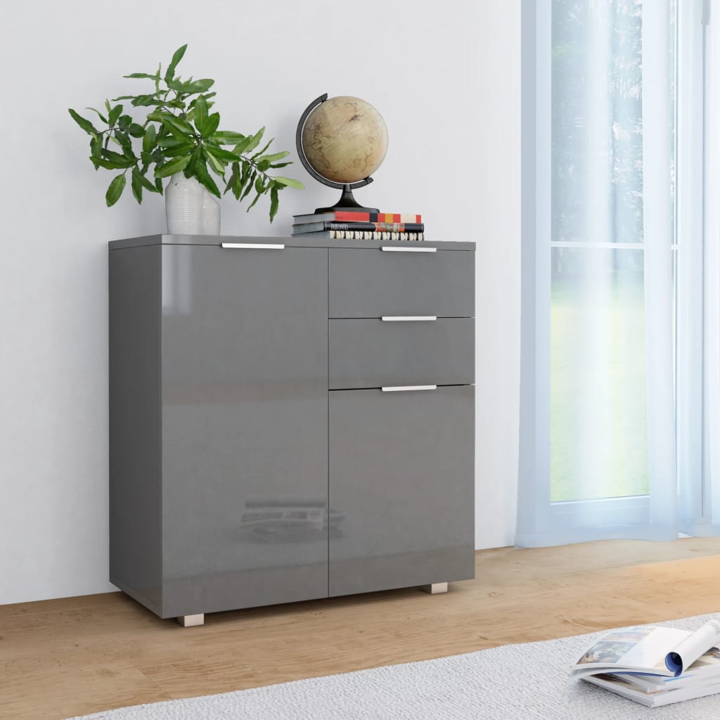 skænk 71x35x80 cm konstrueret træ grå højglans