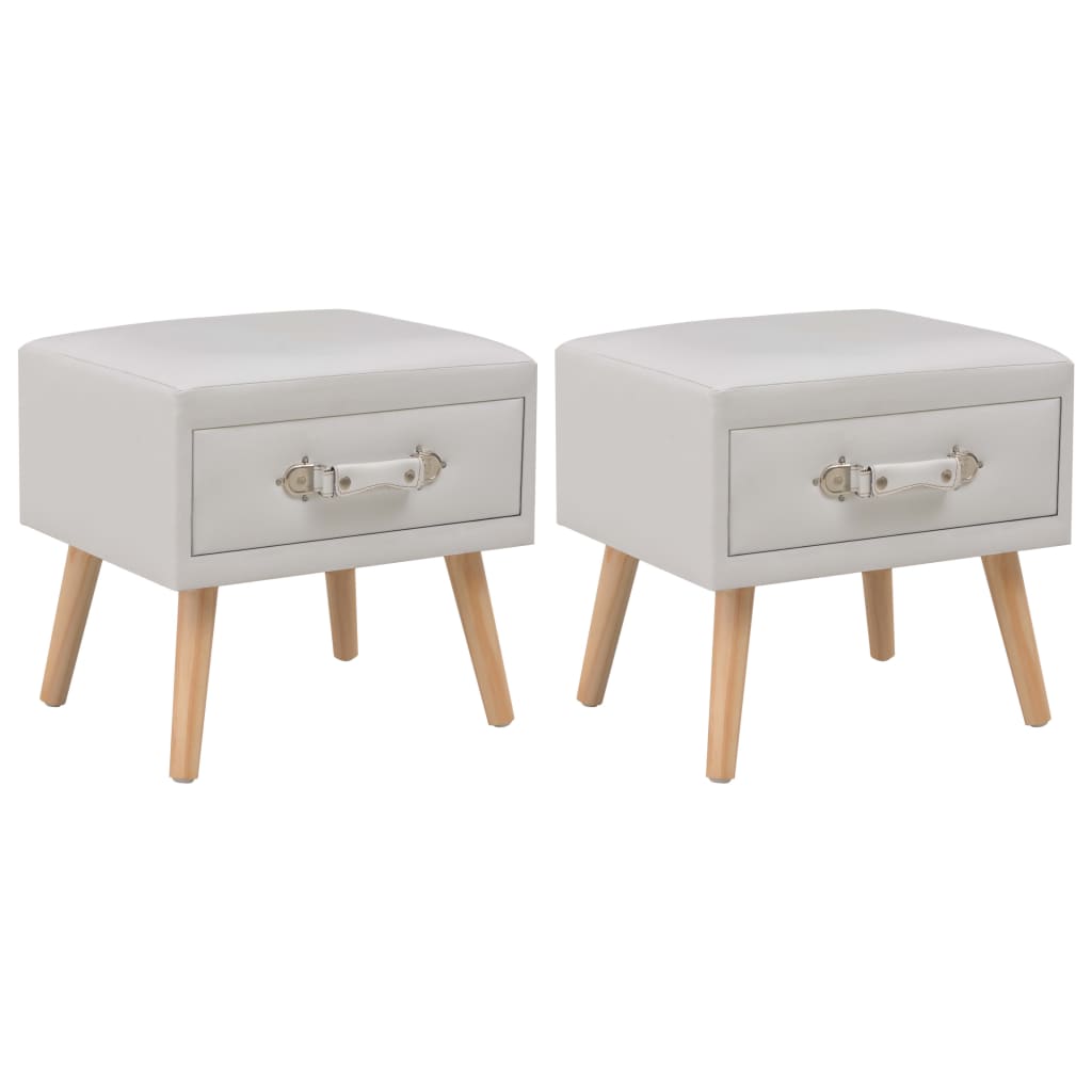 sengeskabe 2 stk. 40 x 35 x 40 cm kunstlæder hvid