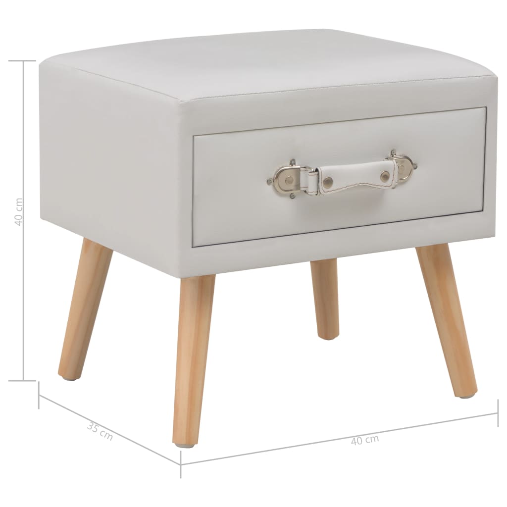 sengeskabe 2 stk. 40 x 35 x 40 cm kunstlæder hvid
