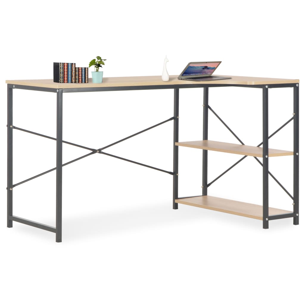computerbord 120 x 72 x 70 cm sort og egetræsfarvet billede