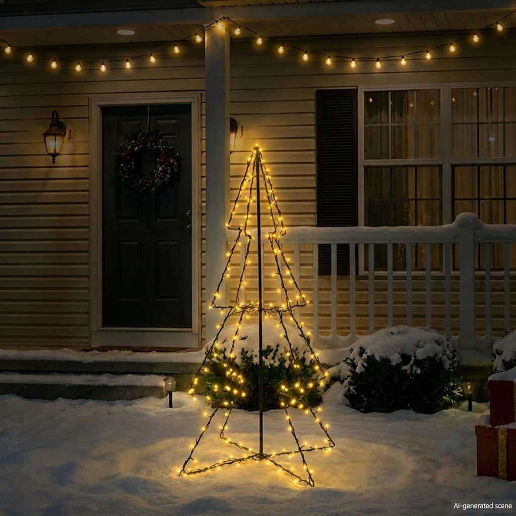 lysende juletræ 78x120 cm 160 LED'er indendørs/udendørs