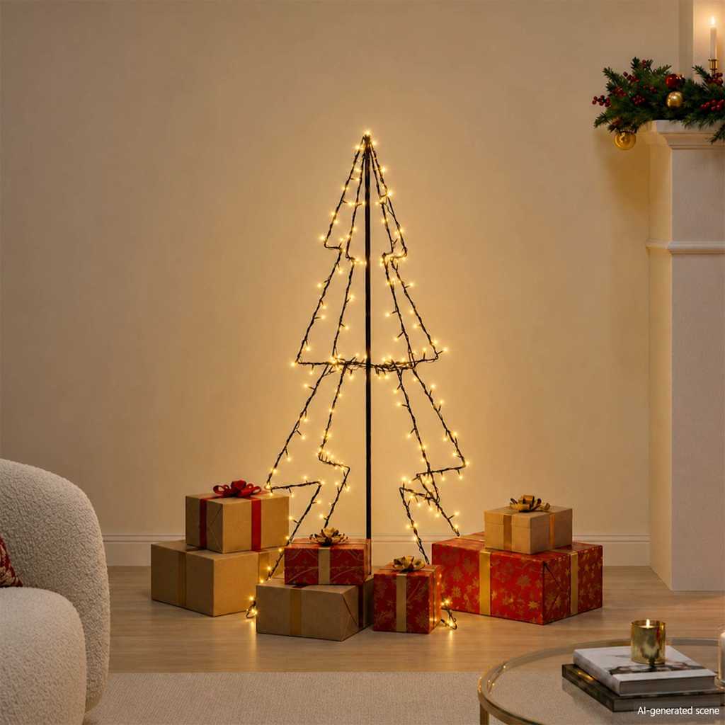 lysende juletræ 78x120 cm 160 LED'er indendørs/udendørs
