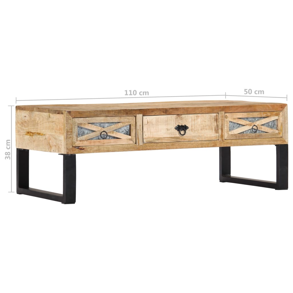 sofabord 110 x 50 x 38 cm massivt mangotræ