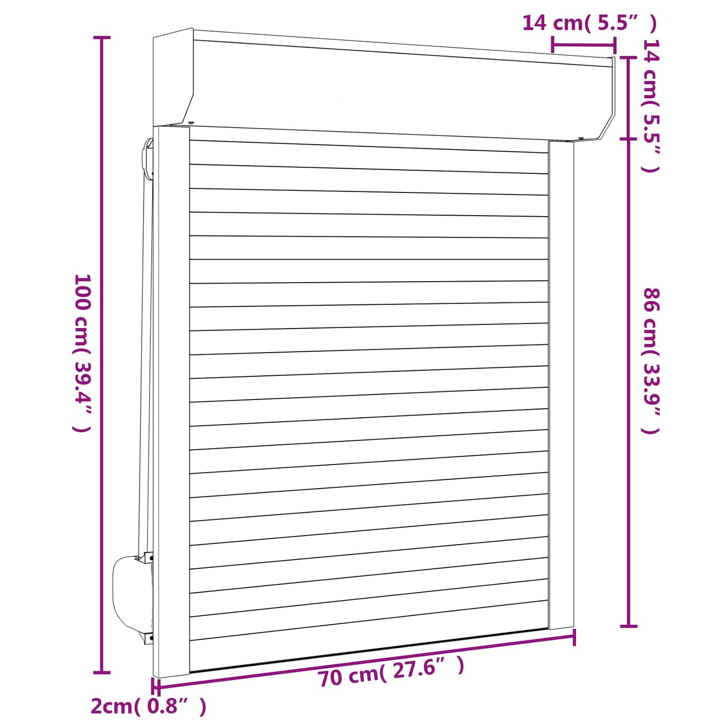 Rullegardin Hvid 70 x 100 cm Aluminium og Polyurethan