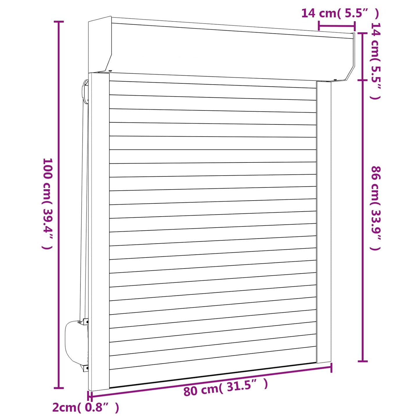 Rullegardin Antracit 80 x 100 cm Aluminium og Polyurethan