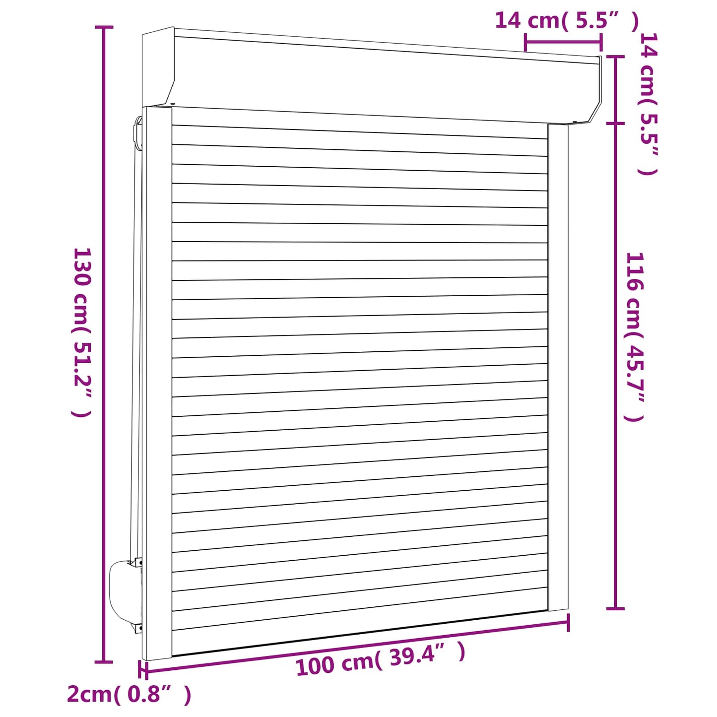 Rullegardin Antracit 100 x 130 cm Aluminium og Polyurethan
