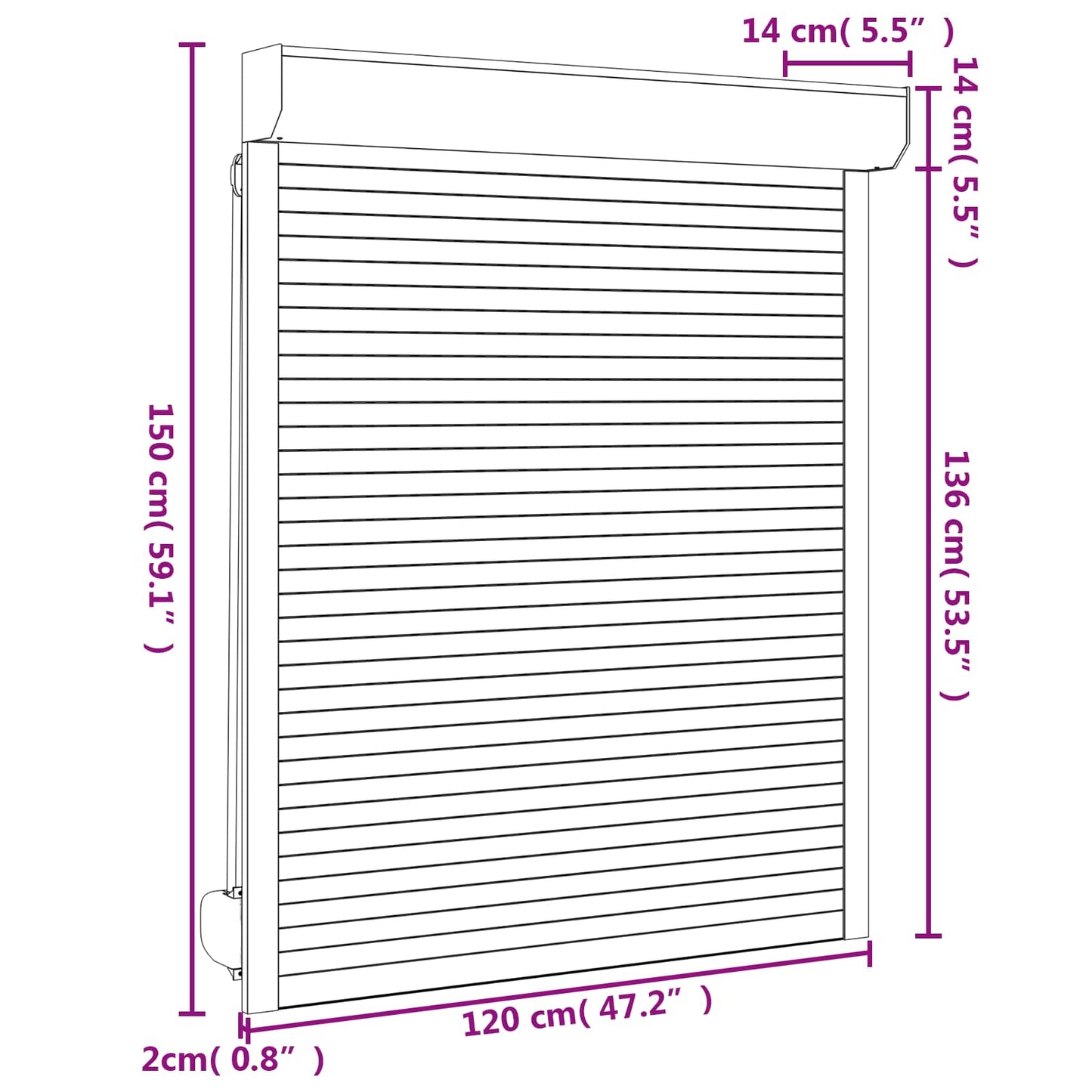 Rullegardin Antracit 120 x 150 cm Aluminium og Polyurethan