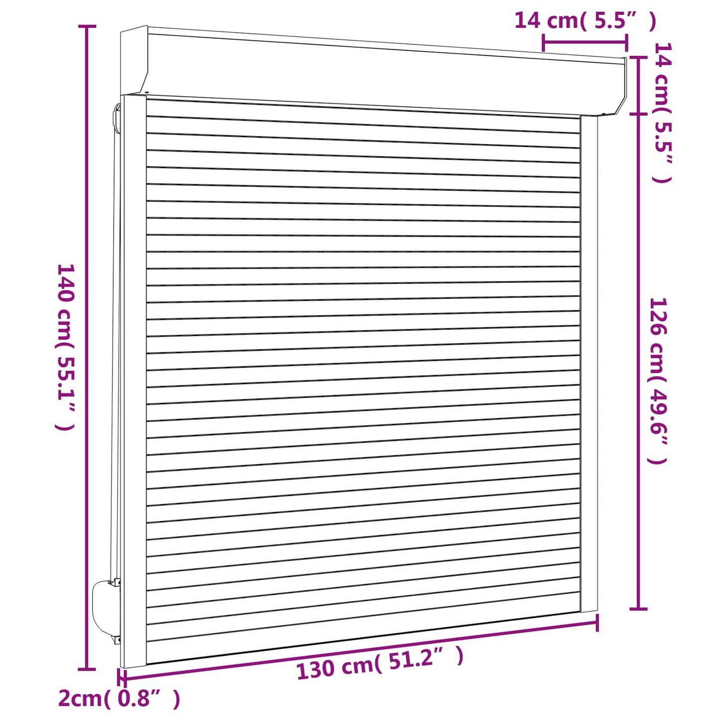 Rullegardin Antracit 130 x 140 cm Aluminium og Polyurethan