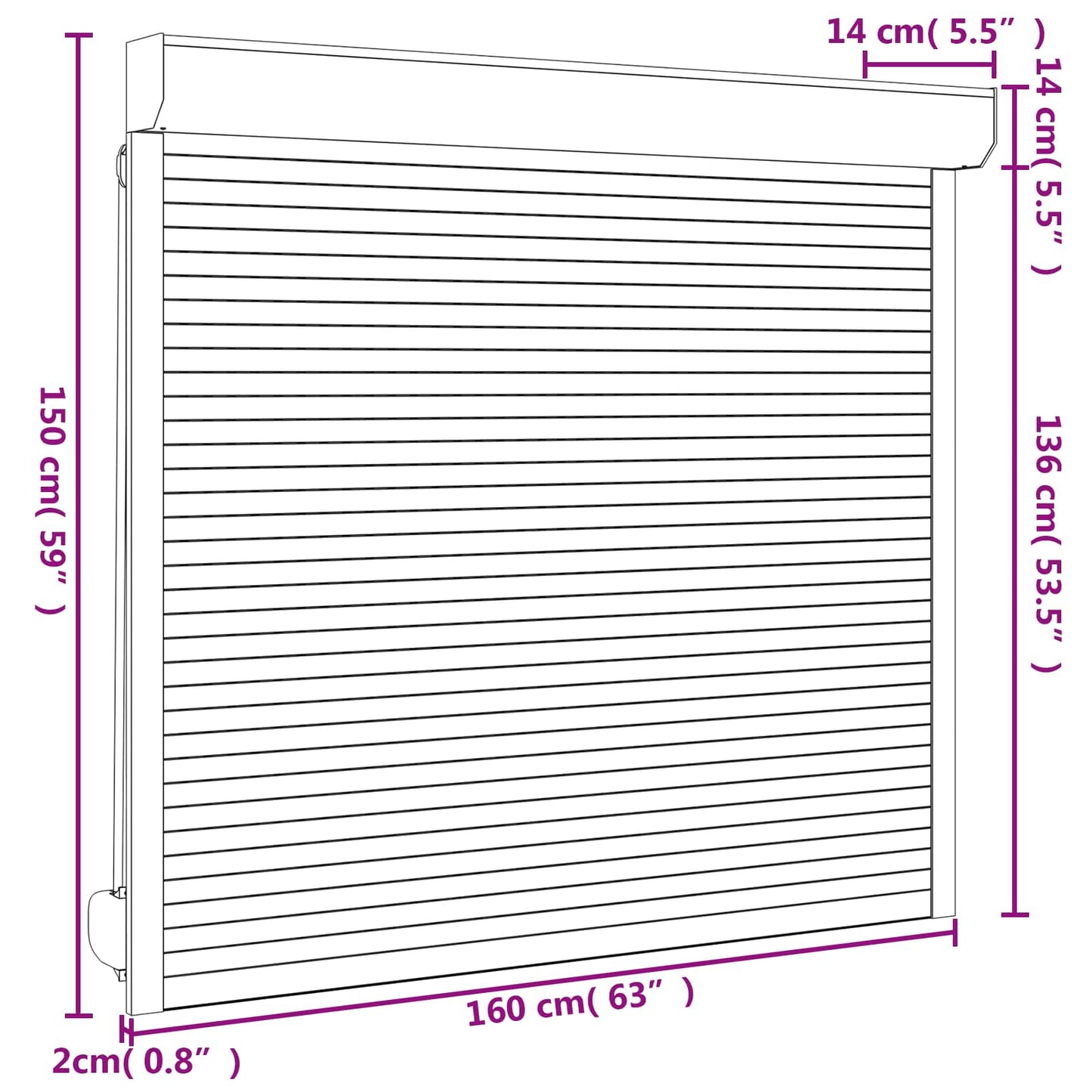 Rullegardin Antracit 160 x 150 cm Aluminium og Polyurethan