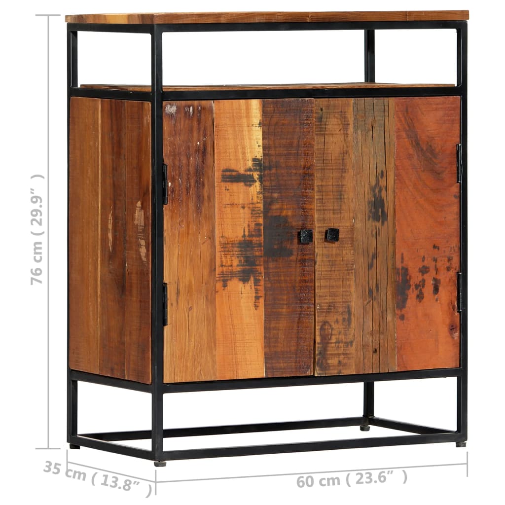 sideskab 60x35x76 cm massivt genbrugstræ og stål