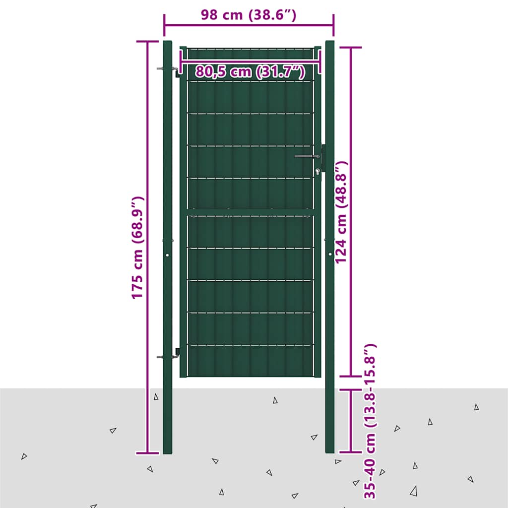 hegnslåge PVC og stål 100x124 cm grøn