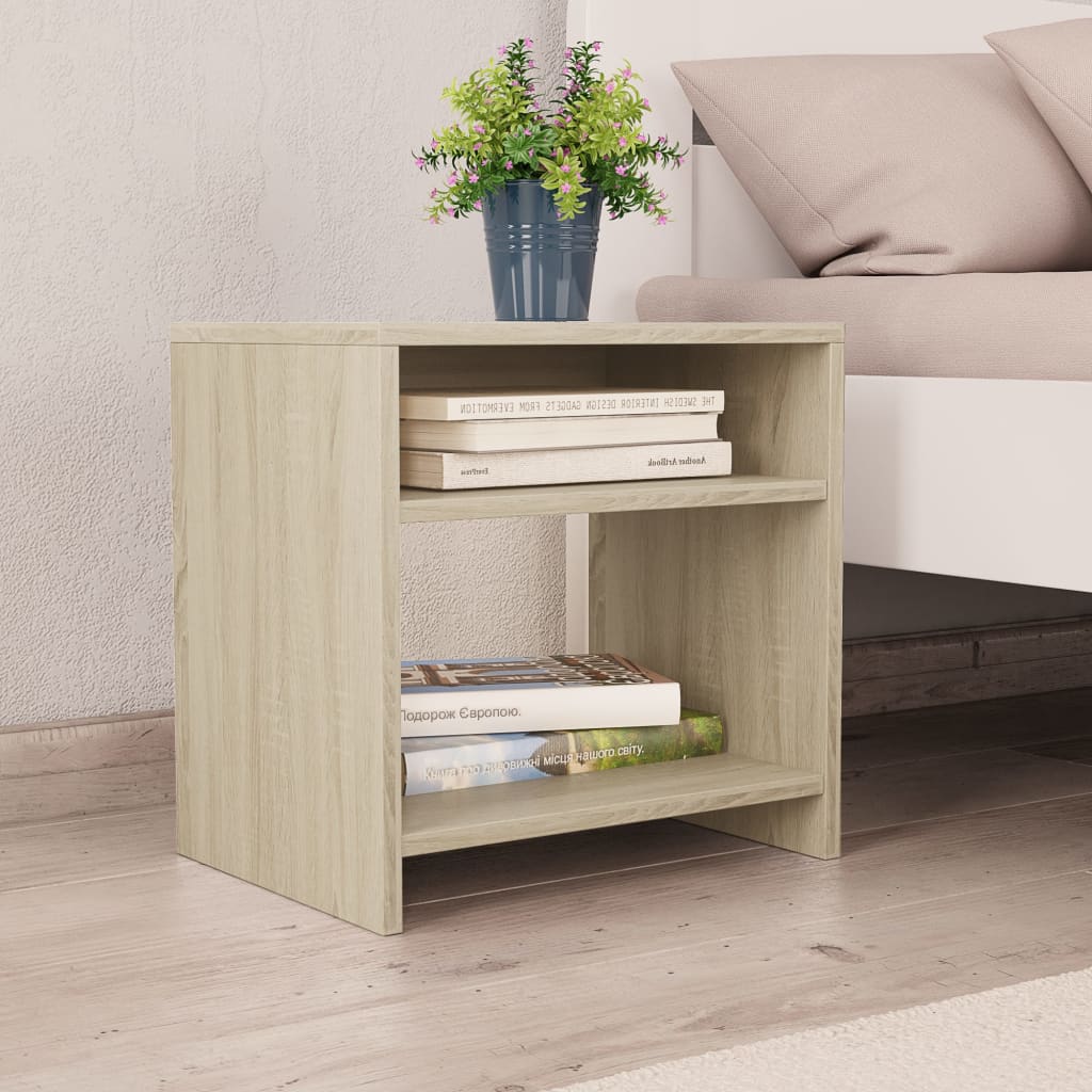 sengeborde 2 stk. 40x30x40 cm konstrueret træ Sonoma-eg