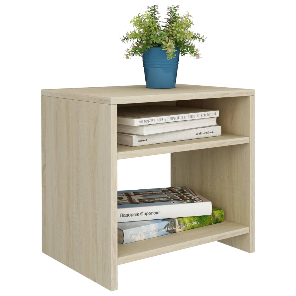 sengeborde 2 stk. 40x30x40 cm konstrueret træ Sonoma-eg