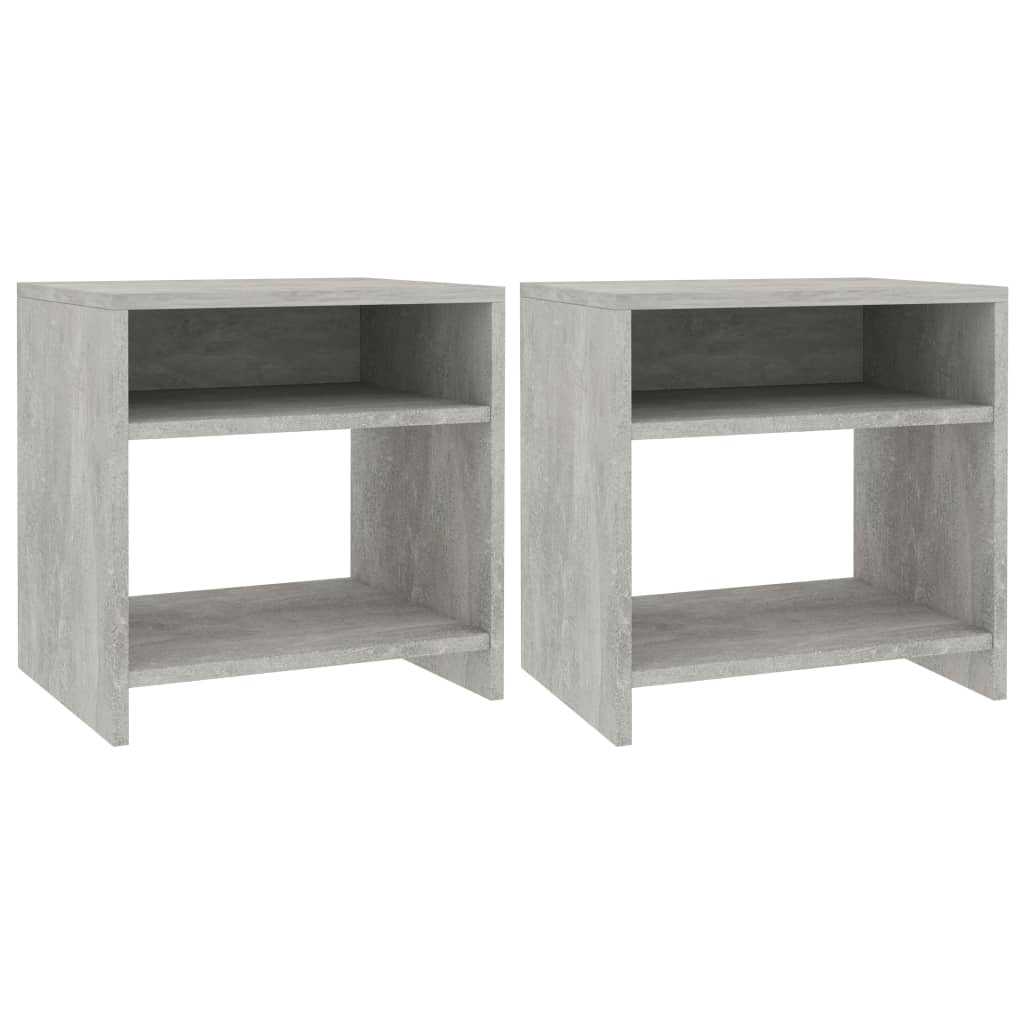 sengeborde 2 stk. 40x30x40 cm konstrueret træ Betongrå