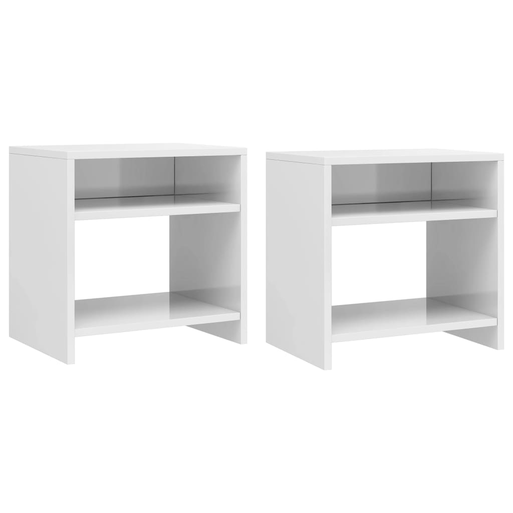 sengebord 2 stk. 40x30x40 cm konstrueret træ hvid højglans billede