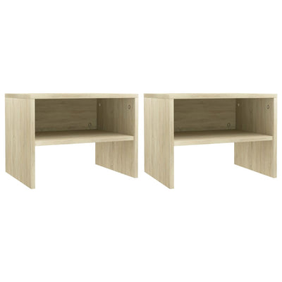 sengeborde 2 stk. 40x30x30 cm konstrueret træ Sonoma-eg