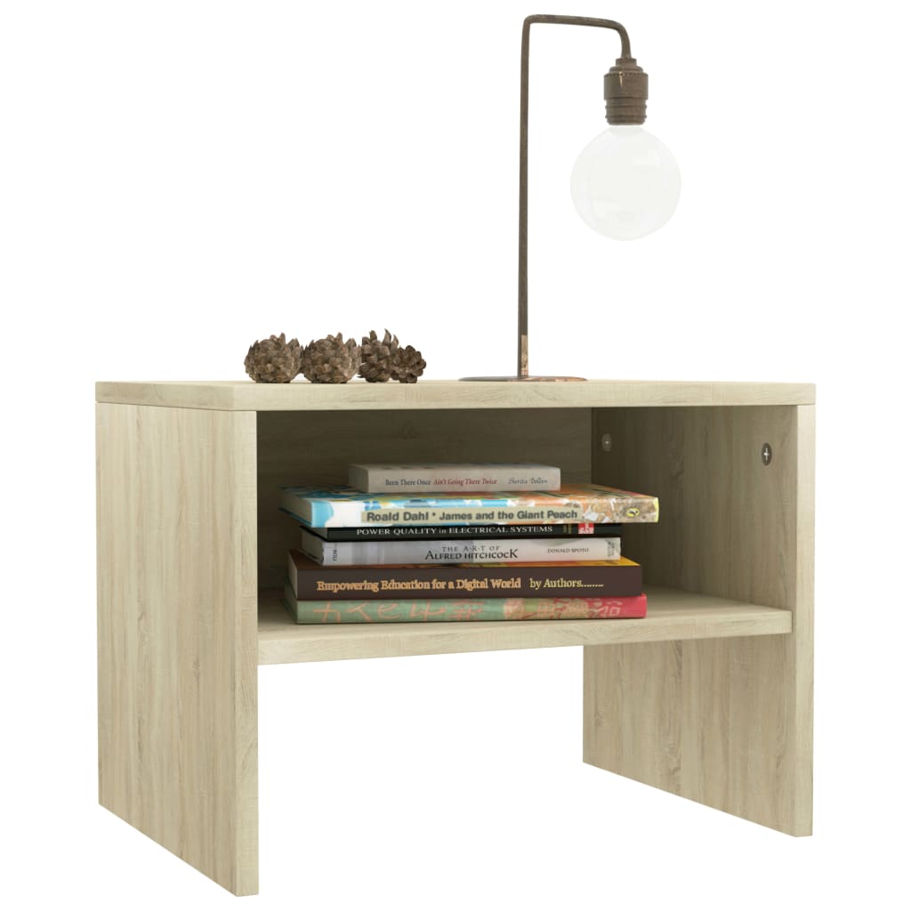 sengeborde 2 stk. 40x30x30 cm konstrueret træ Sonoma-eg