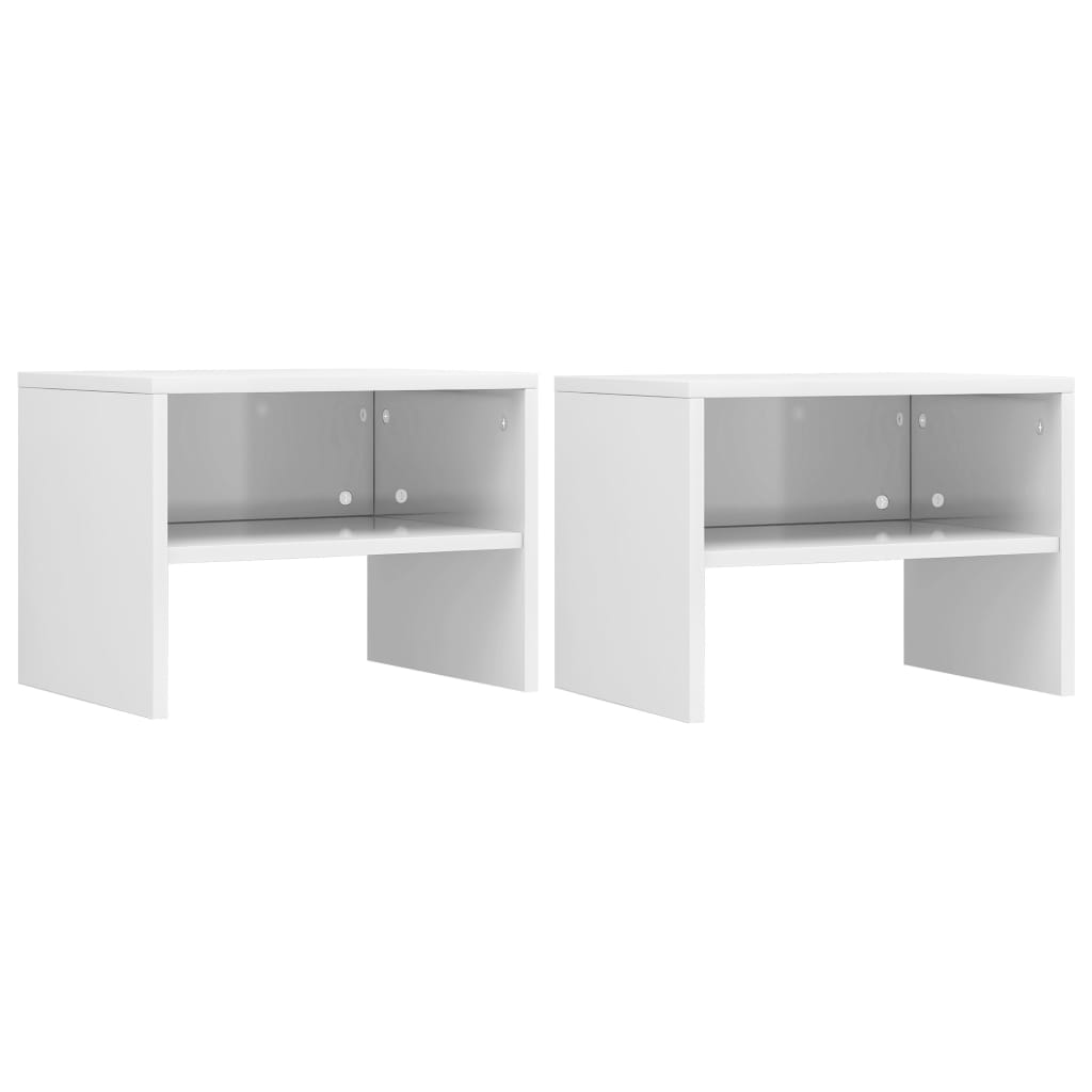sengebord 2 stk. 40x30x30 cm konstrueret træ hvid højglans billede