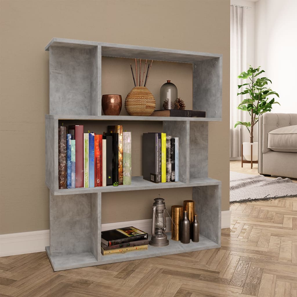 bogreol/rumdeler 80x24x96 cm konstrueret træ betongrå billede