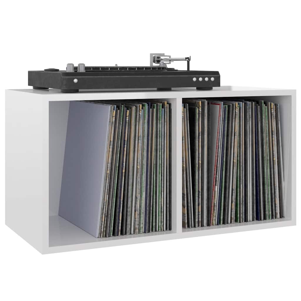 reol til lp'er 71x34x36 cm konstrueret træ hvid højglans