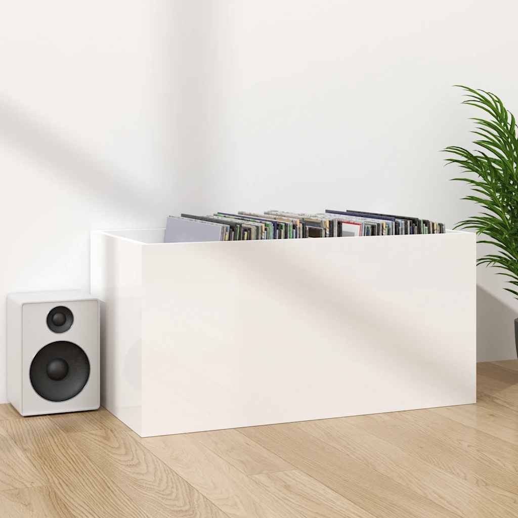 reol til lp'er 71x34x36 cm konstrueret træ hvid højglans