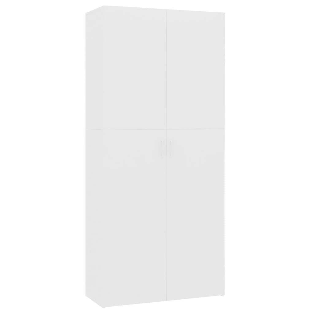 skoskab 80x35,5x180 cm konstrueret træ hvid