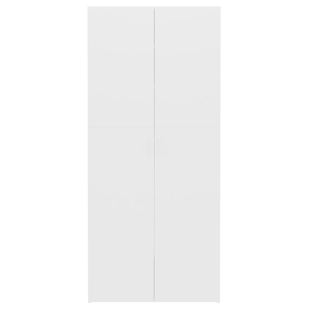 skoskab 80x35,5x180 cm konstrueret træ hvid