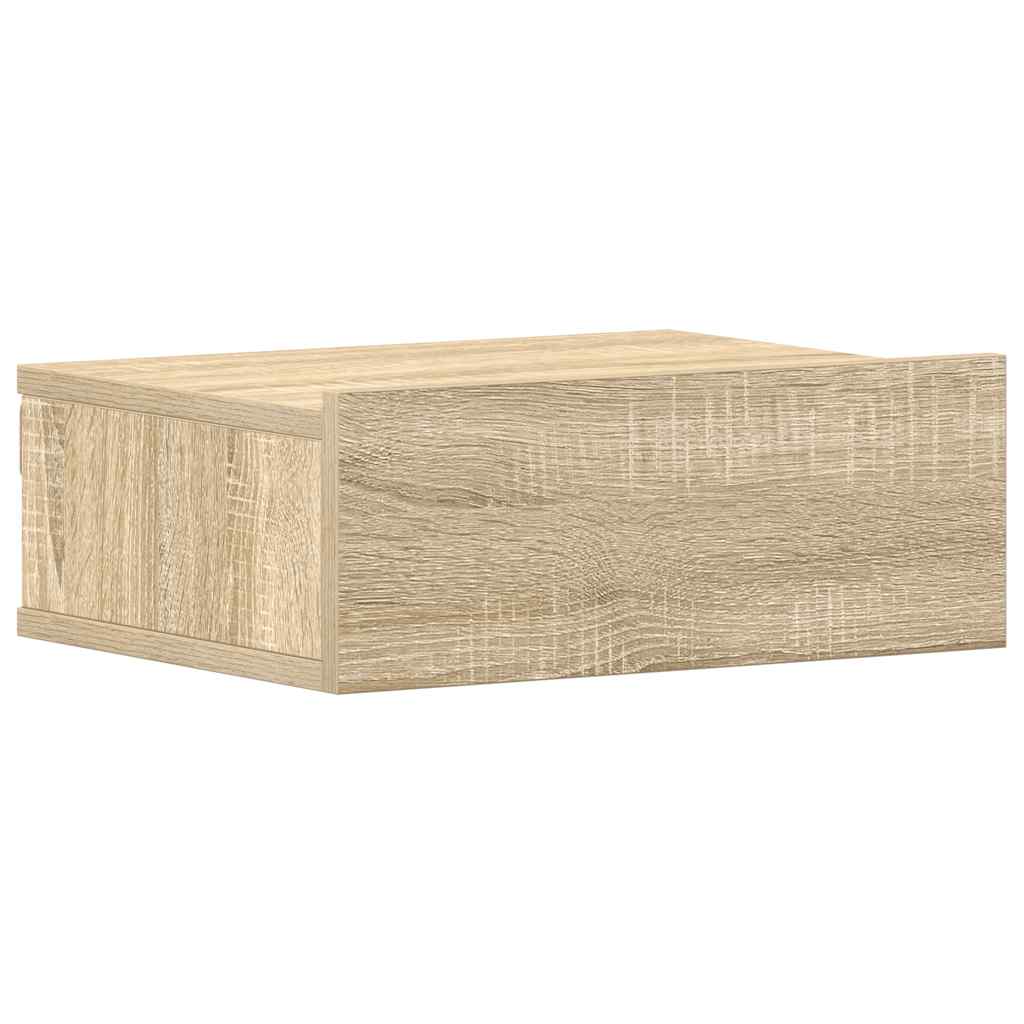 svævende natborde 2 stk. 40 x 30 x 15 cm konstrueret træ sonoma