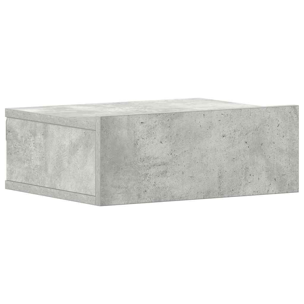 svævende natbord 40 x 30 x 15 cm konstrueret træ betongrå