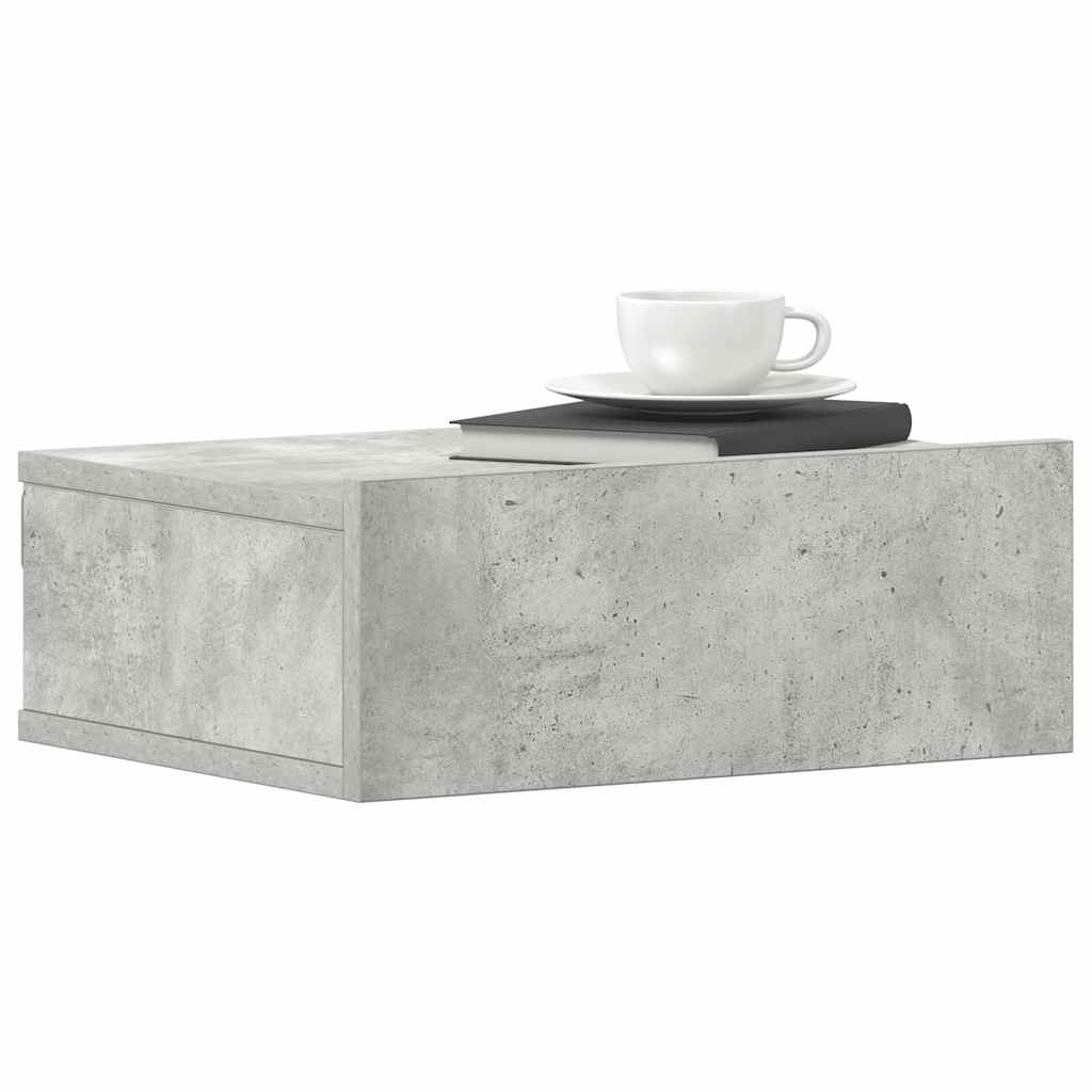 svævende natborde 2 stk. 40 x 30 x 15 cm konstrueret træ grå
