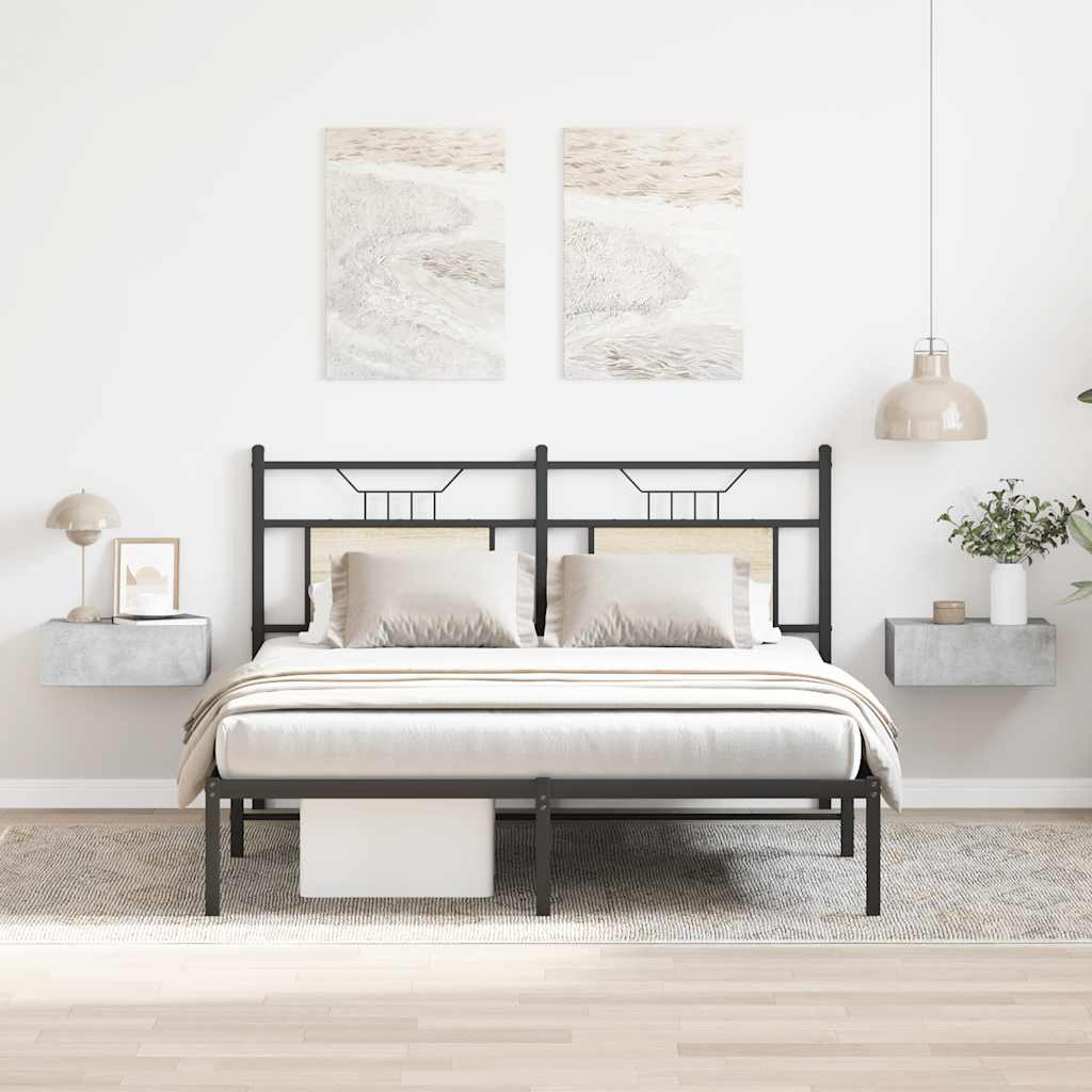 svævende natborde 2 stk. 40 x 30 x 15 cm konstrueret træ grå