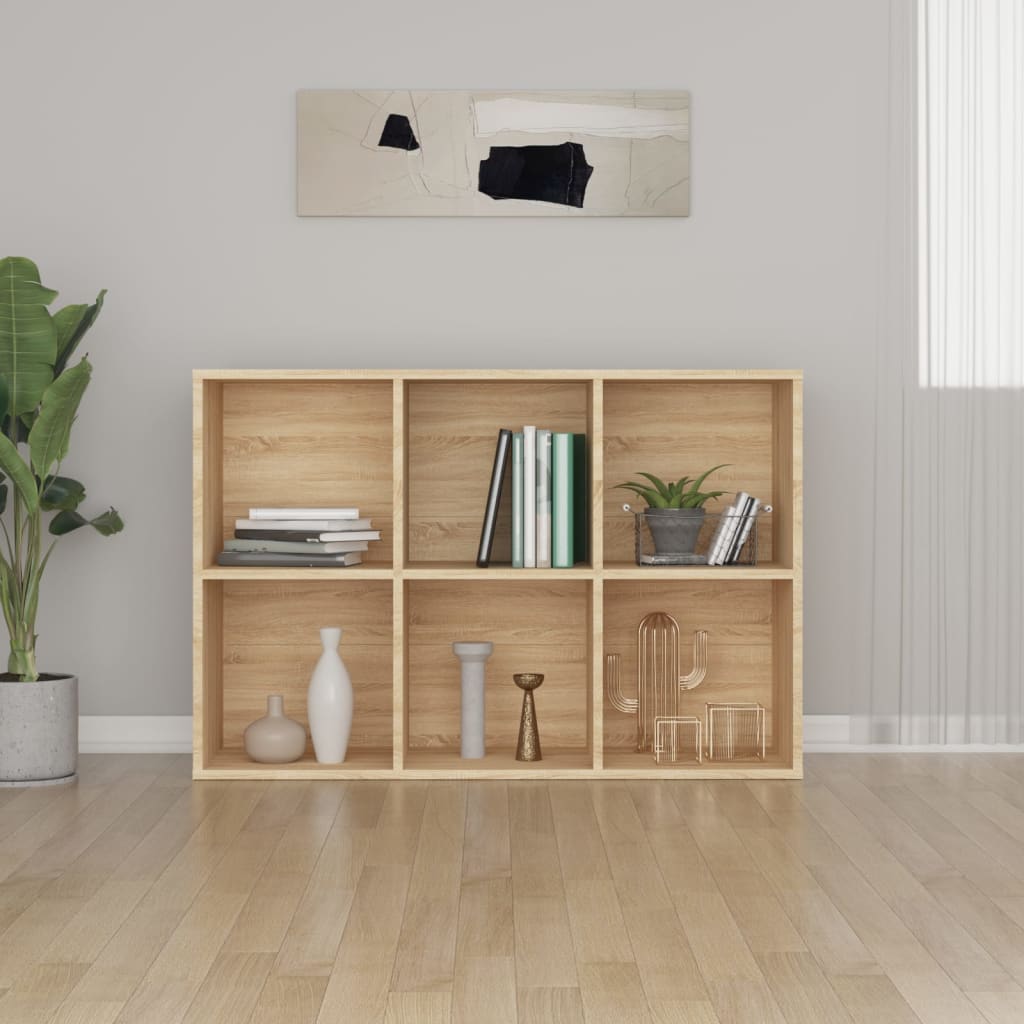 bogreol/skænk 66x30x98 cm konstrueret træ sonoma-eg