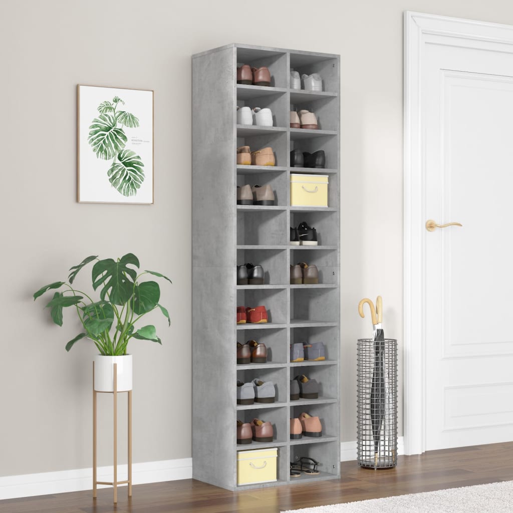 skoskab 54x34x183 cm konstrueret træ betongrå