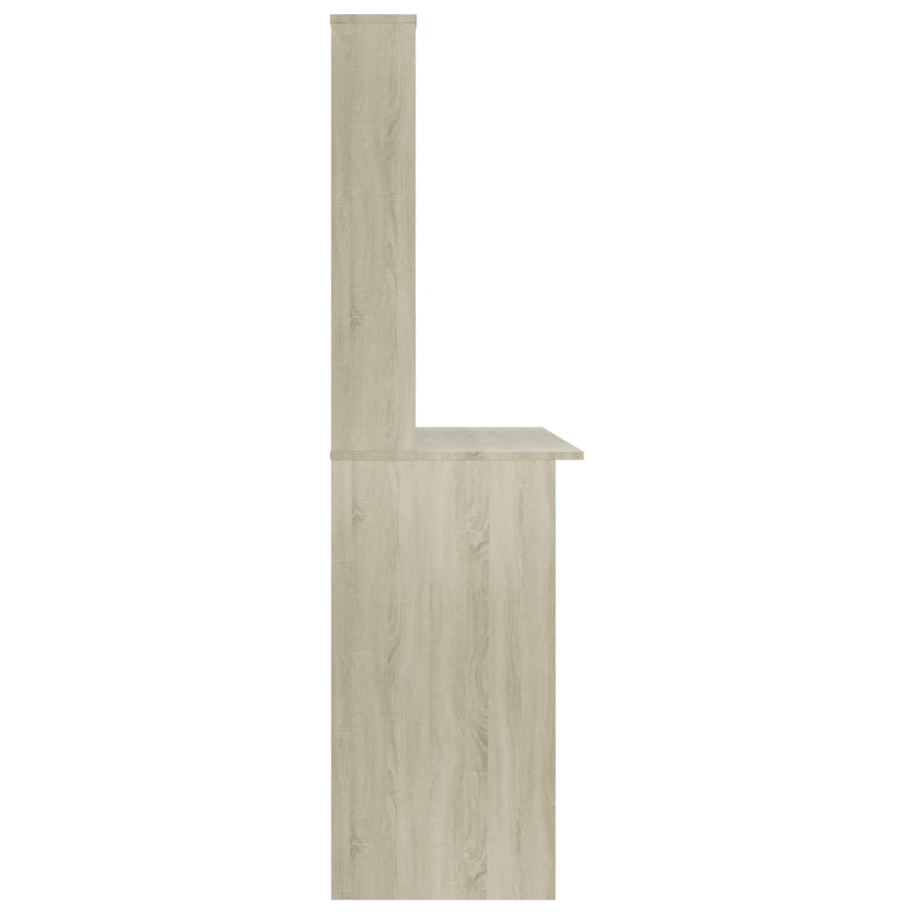 skrivebord m. hylder 110x45x157 cm konstrueret træ sonoma-eg