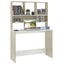 skrivebord med hylder 110 x 45 x 157 cm spånplade hvid sonoma-eg