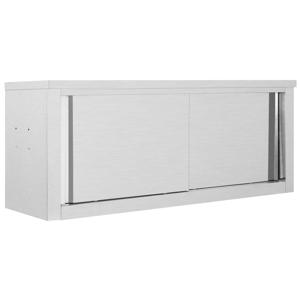 køkkenskab m. skydelåge væghængt 120 x 40 x 50 cm rustfrit stål billede