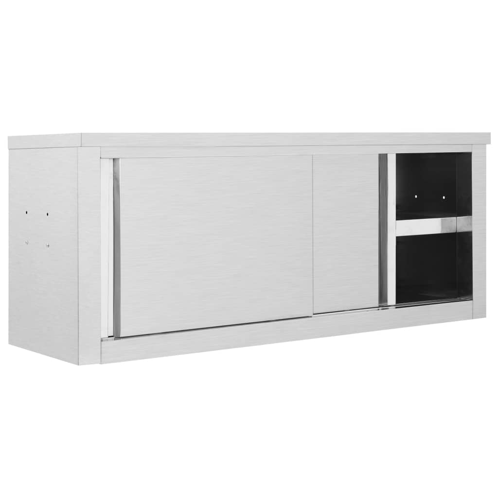 køkkenskab m. skydelåge væghængt 120 x 40 x 50 cm rustfrit stål