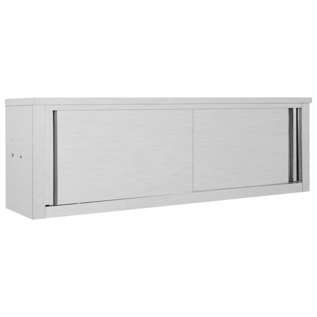 køkkenskab m. skydelåge væghængt 150 x 40 x 50 cm rustfrit stål billede