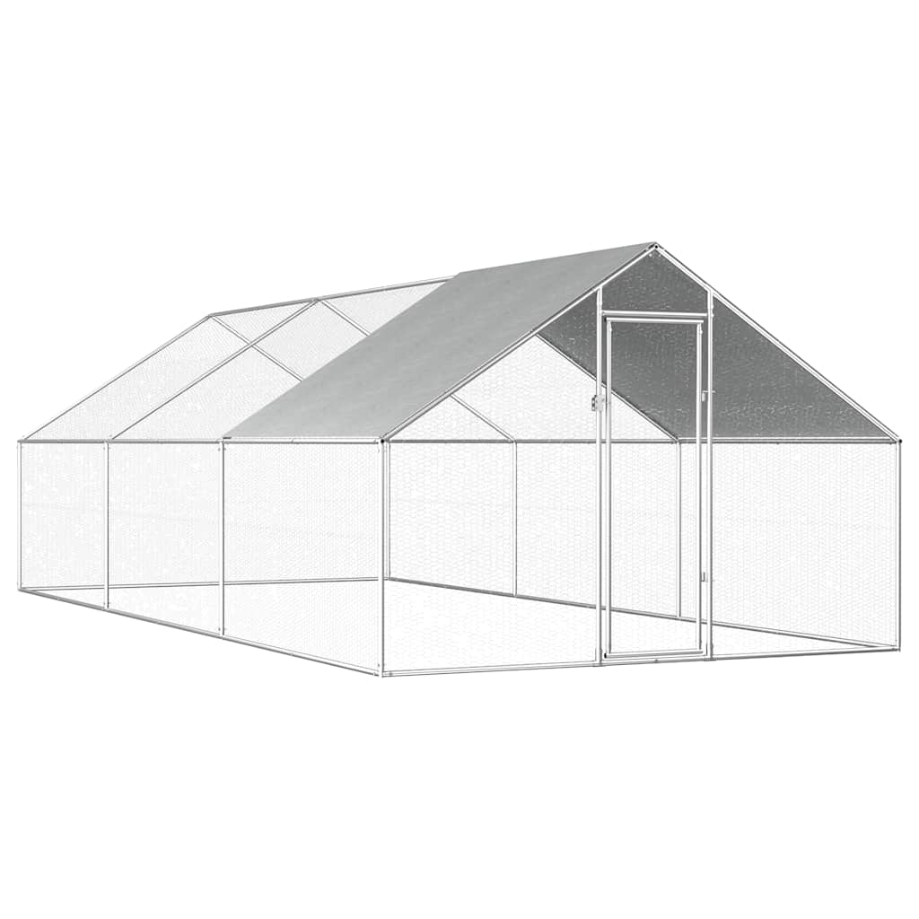 udendørs hønsebur 2,75x6x1,92 m galvaniseret stål