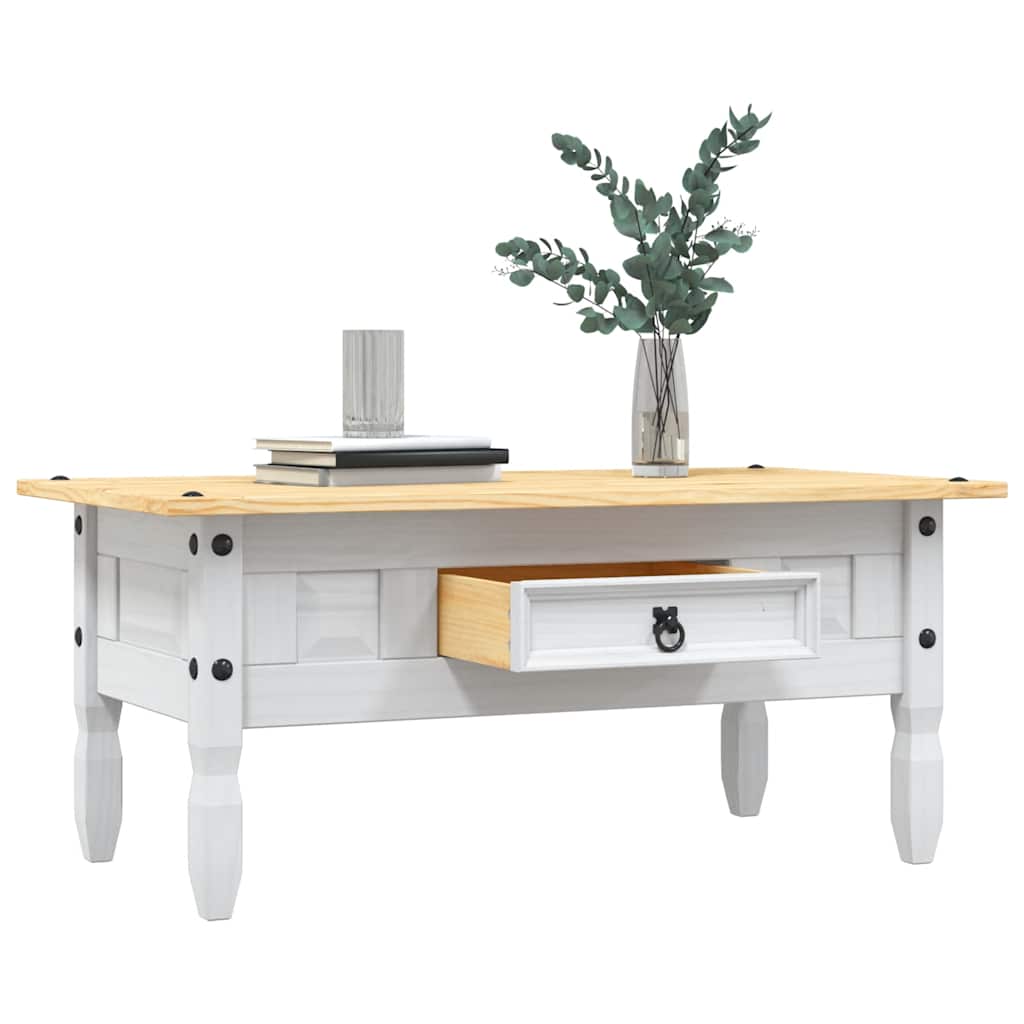 sofabord 100 x 55 x 44 cm fyrretræ Corona-serien hvid