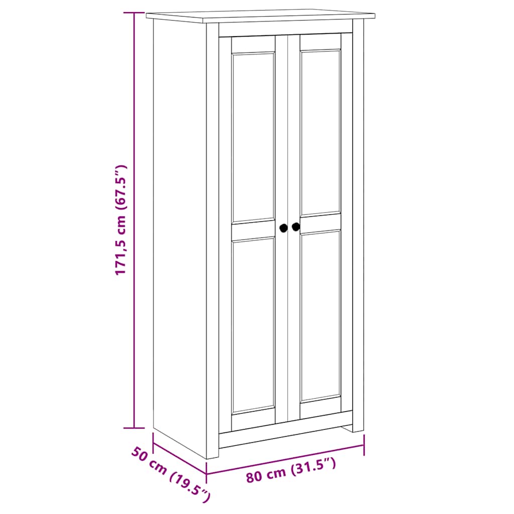 klædeskab Panama-serien 80x50x171,5 cm massivt fyrretræ
